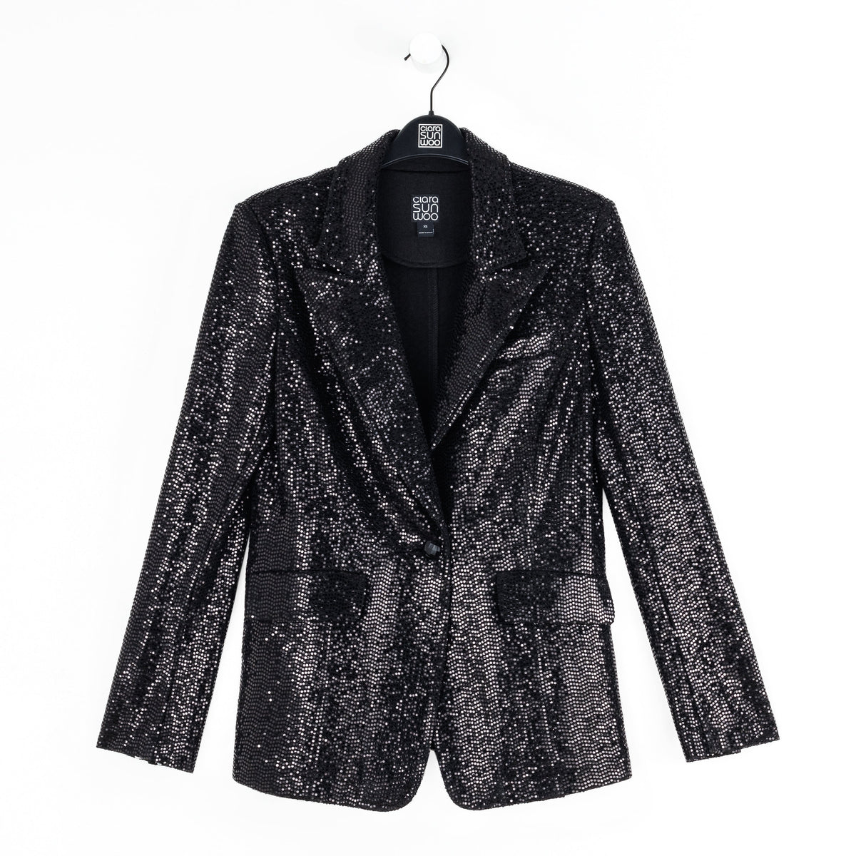 Sequin Knit - Signature Pocket Blazer - Black | Clara Sunwoo