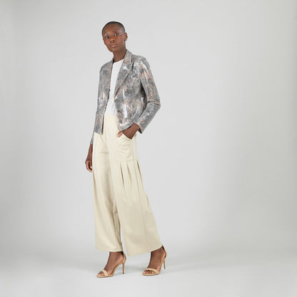 Sequin Knit - Modern Button Blazer - Champagne - Final Sale | Clara Sunwoo