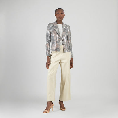 Sequin Knit - Modern Button Blazer - Champagne - Final Sale | Clara Sunwoo
