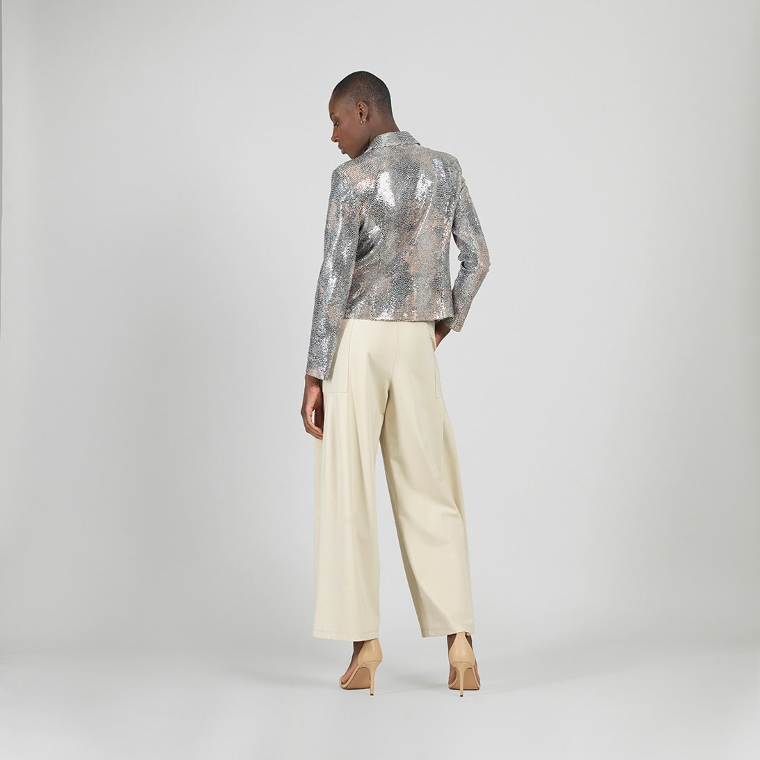 Sequin Knit - Modern Button Blazer - Champagne - Final Sale | Clara Sunwoo