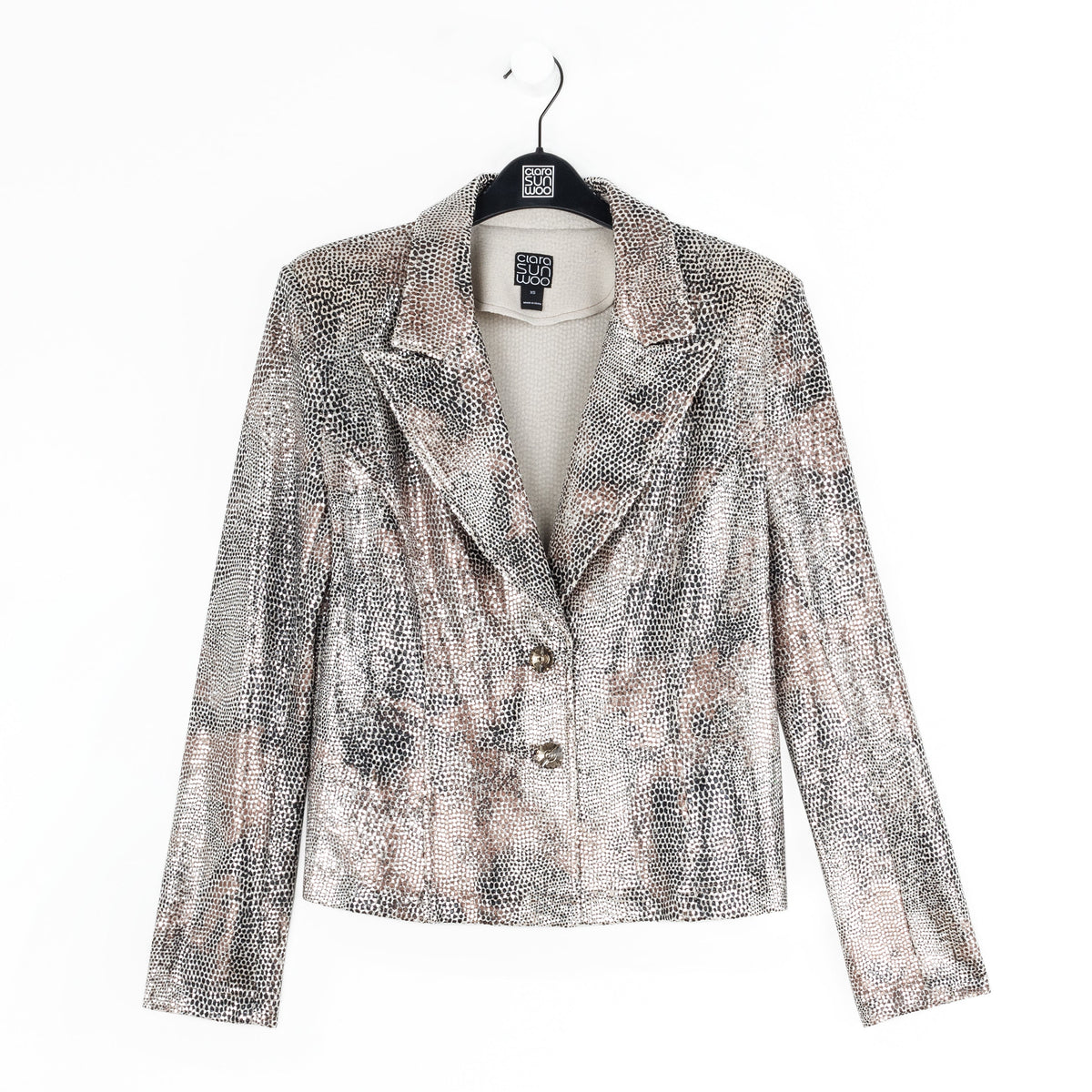 Sequin Knit - Modern Button Blazer - Champagne - Final Sale | Clara Sunwoo