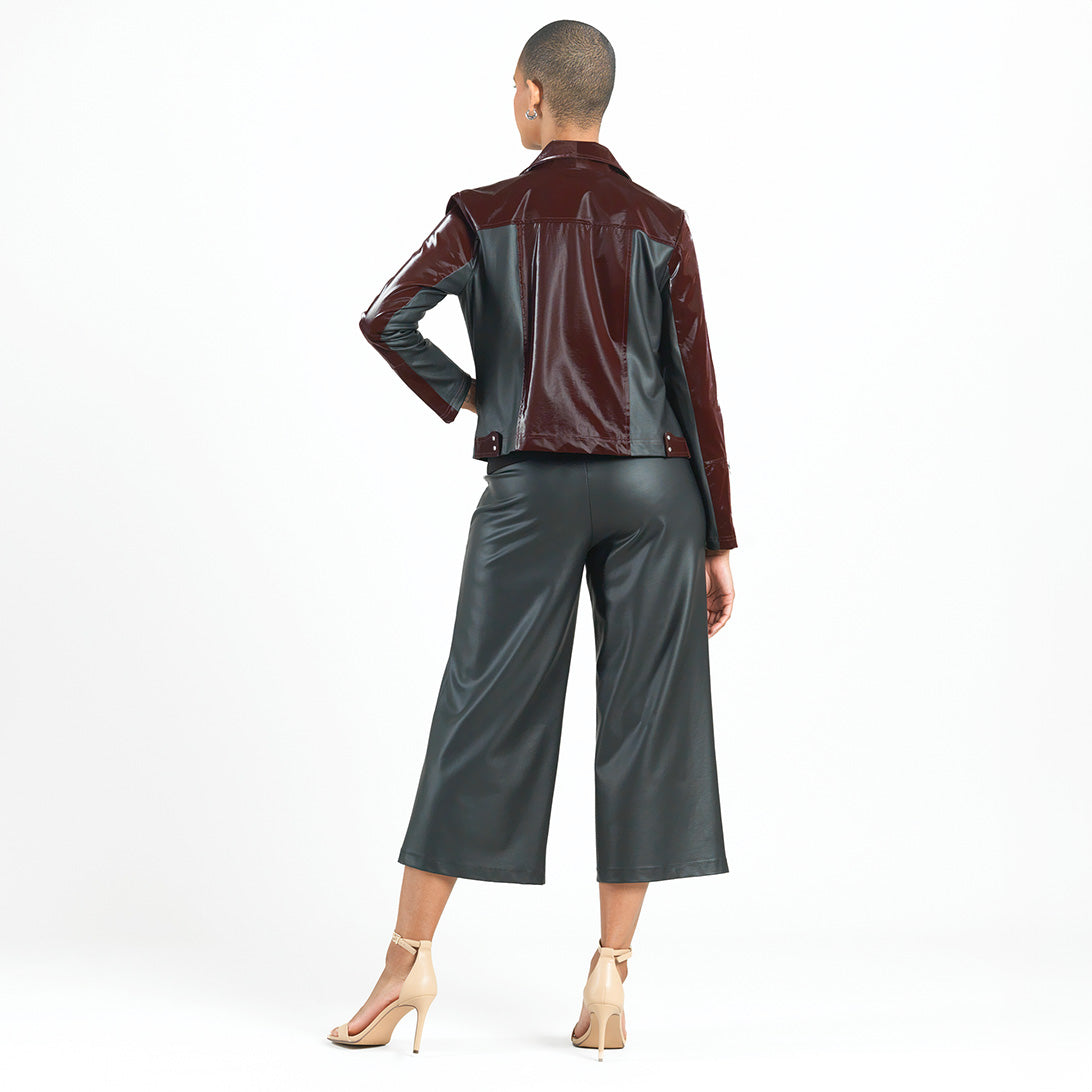 Vinyl + Liquid Leather™ Panel Zip Cuff Pocket Jacket - Mulberry - Final Sale | Clara Sunwoo