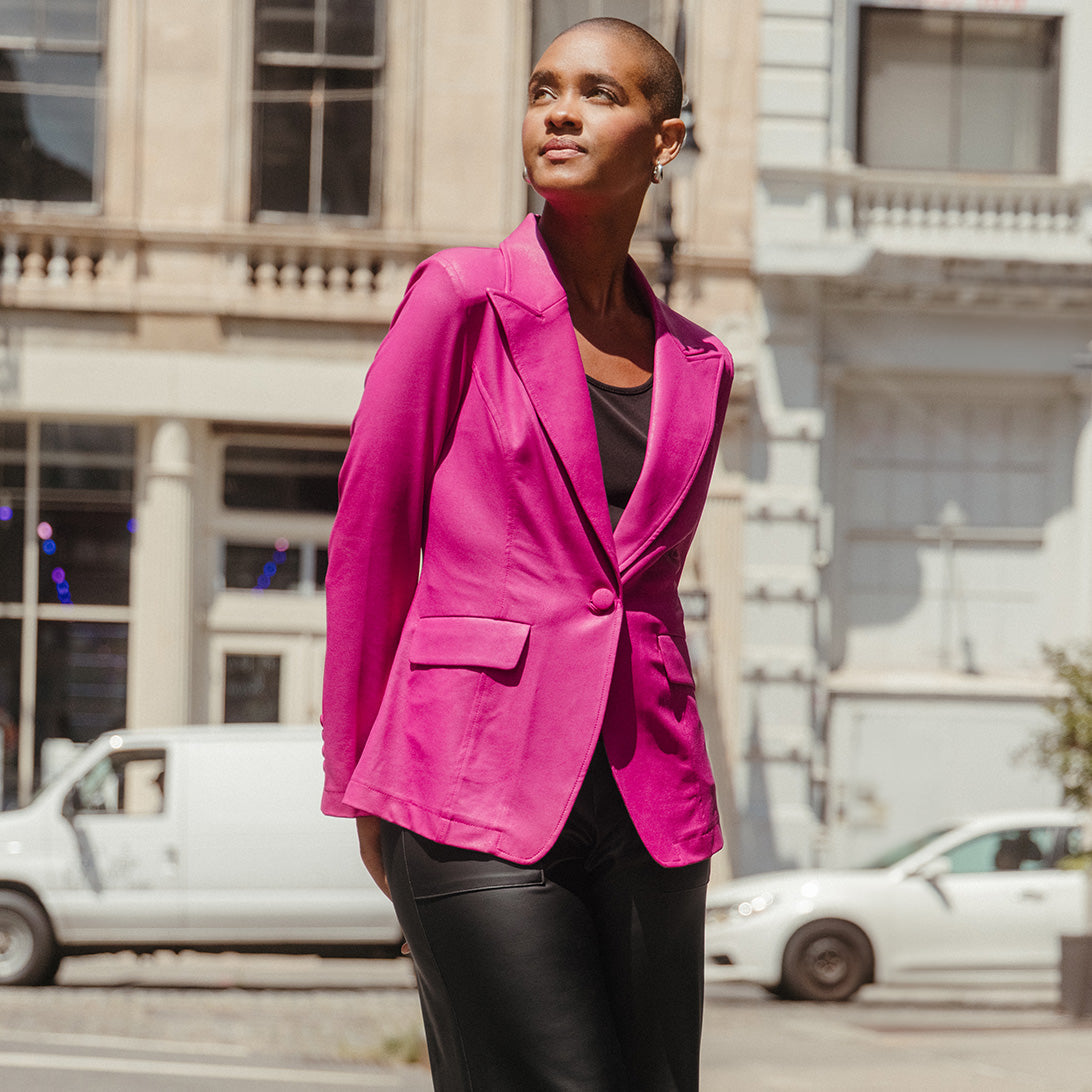 Liquid Leather™ Signature Pocket Blazer - Magenta - Final Sale! | Clara Sunwoo