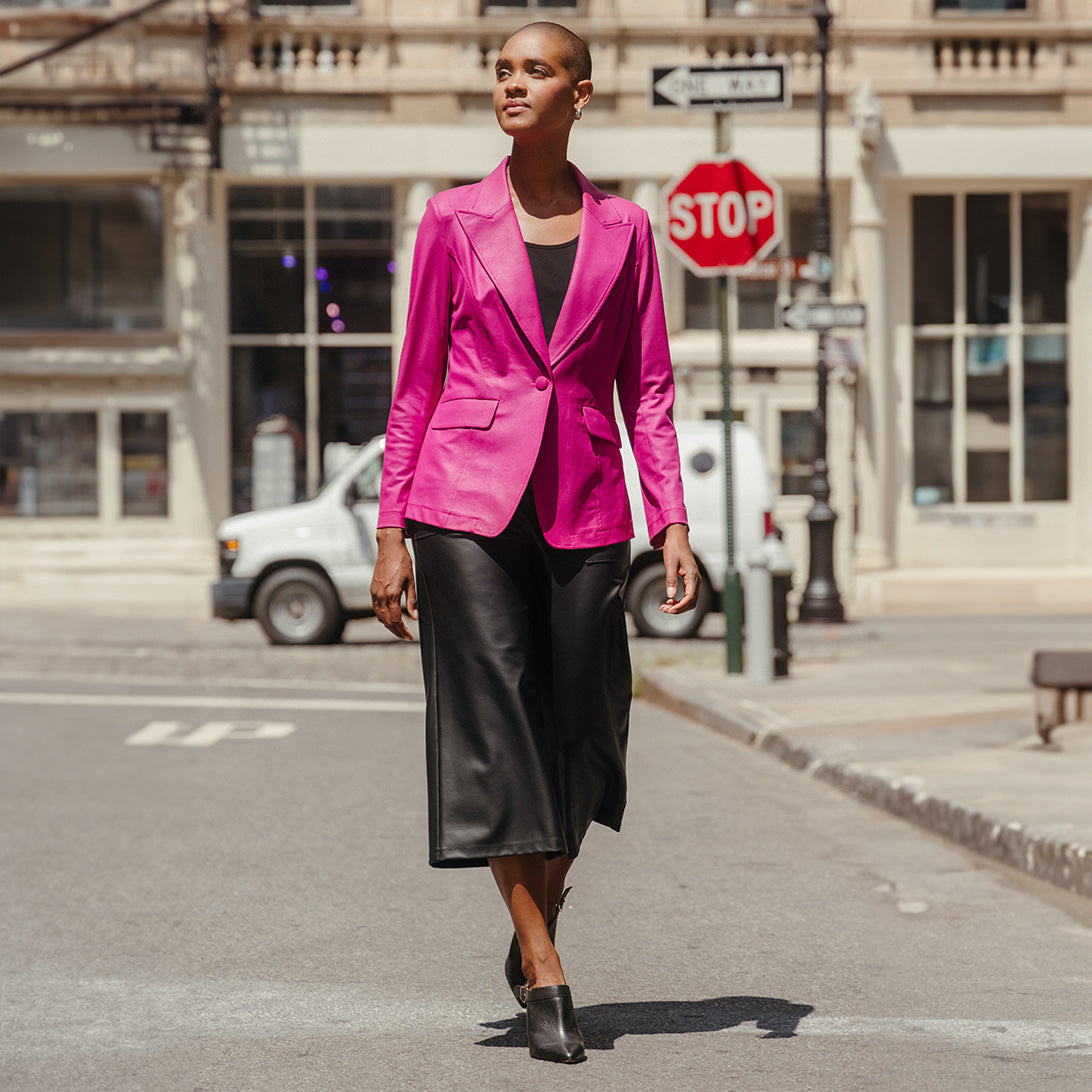 Liquid Leather™ Signature Pocket Blazer - Magenta - Final Sale! | Clara Sunwoo