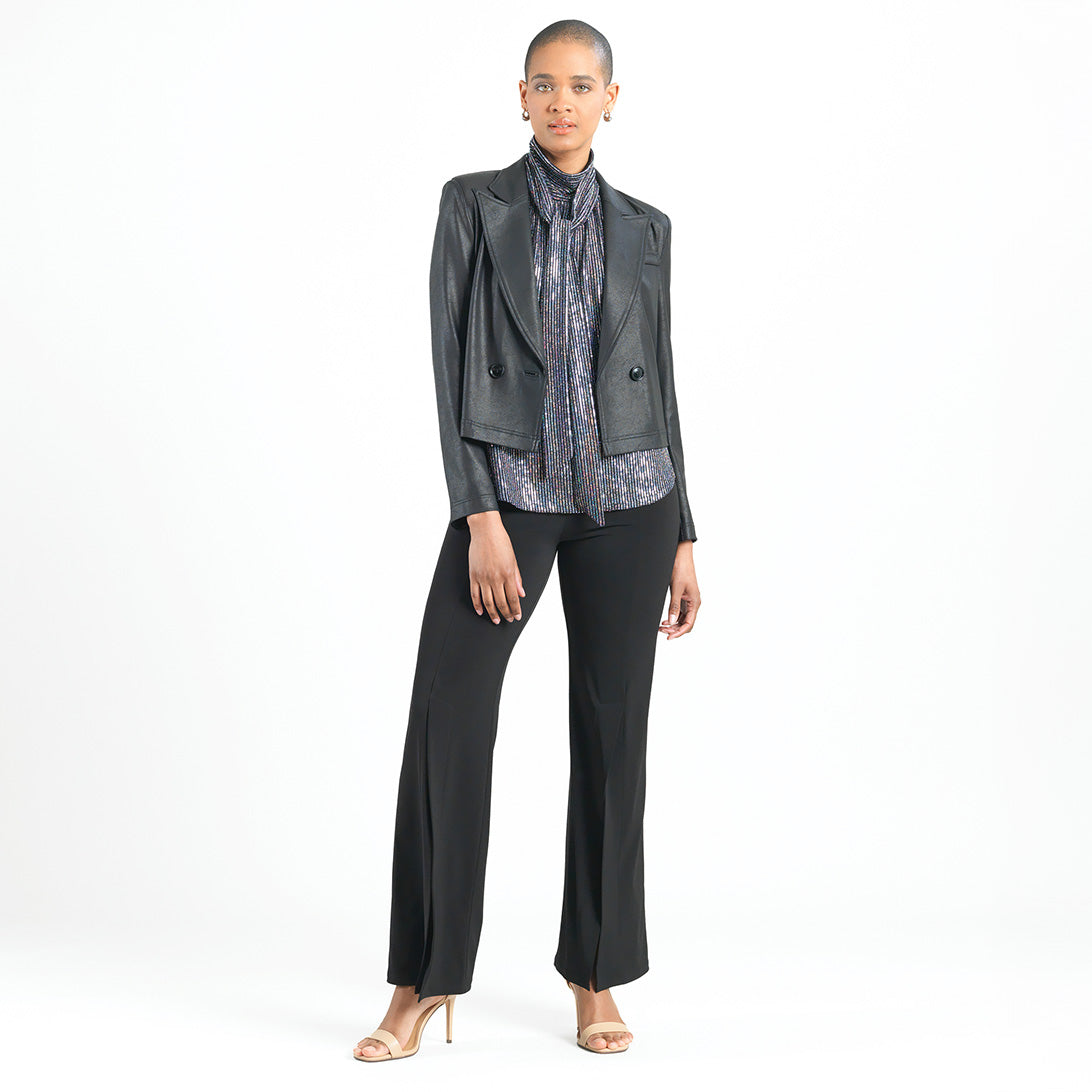 Liquid Leather™ Cropped Tuxedo Blazer - Black - Final Sale! | Clara Sunwoo