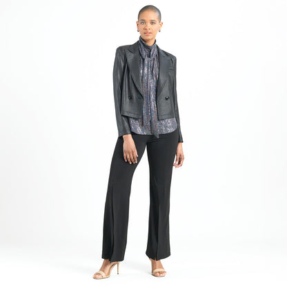 Liquid Leather™ Cropped Tuxedo Blazer - Black - Final Sale! | Clara Sunwoo