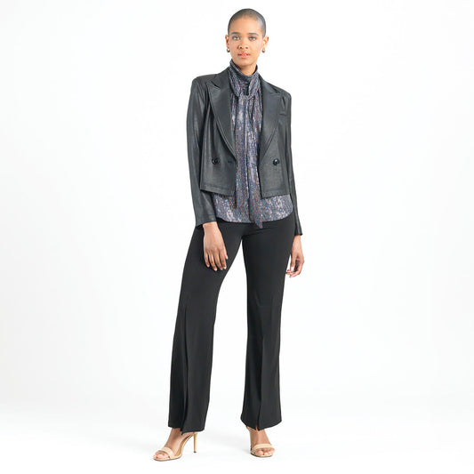 Liquid Leather™ Cropped Tuxedo Blazer - Black - Final Sale! | Clara Sunwoo