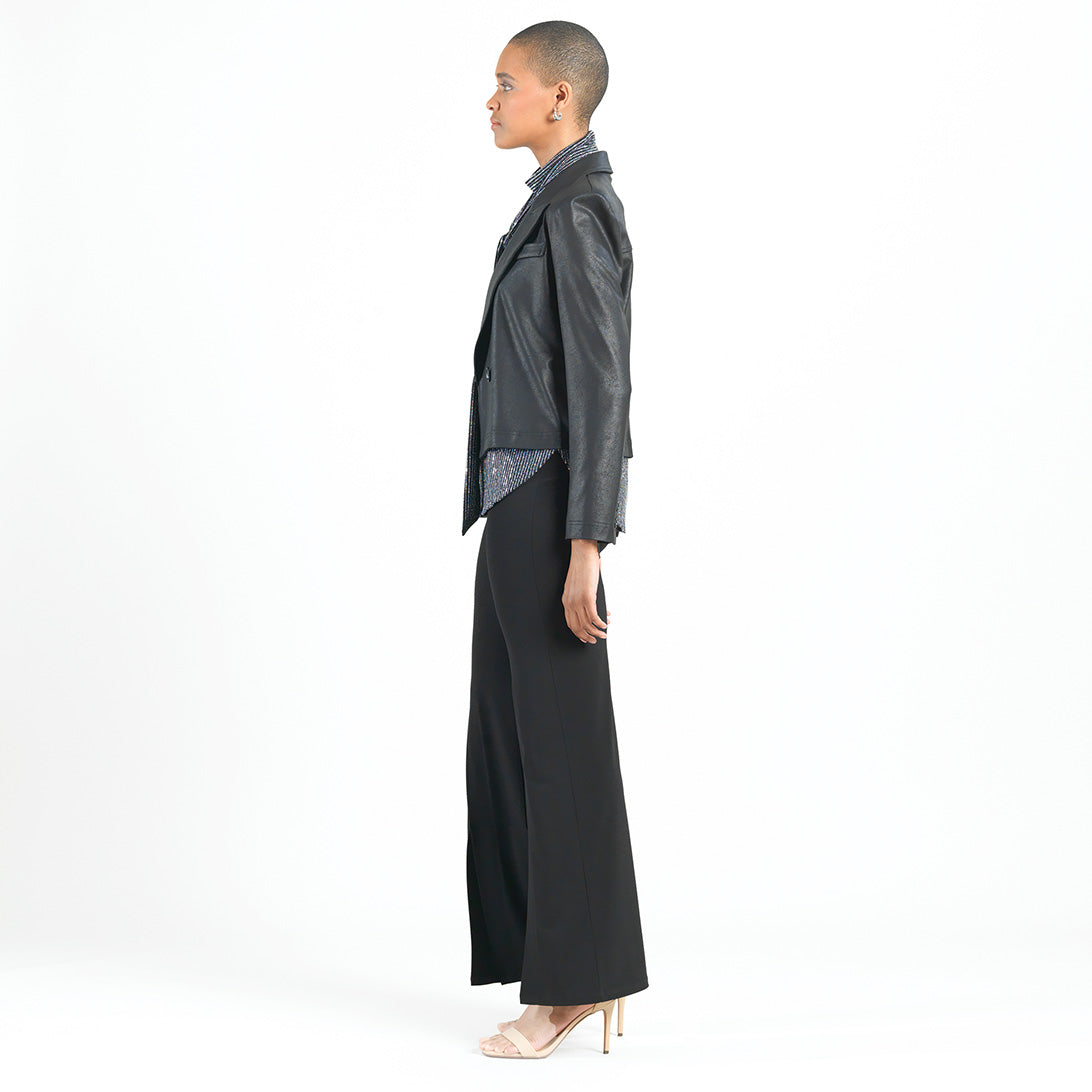 Liquid Leather™ Cropped Tuxedo Blazer - Black - Final Sale! | Clara Sunwoo