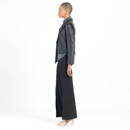 Liquid Leather™ Cropped Tuxedo Blazer - Black - Final Sale! | Clara Sunwoo