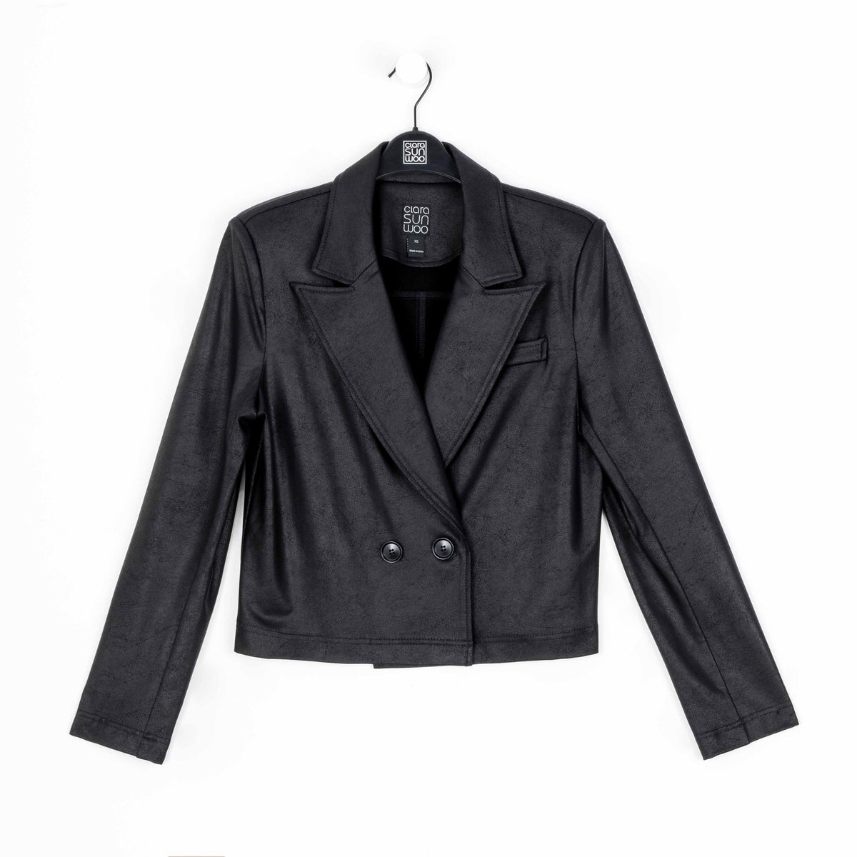 Liquid Leather™ Cropped Tuxedo Blazer - Black - Final Sale! | Clara Sunwoo