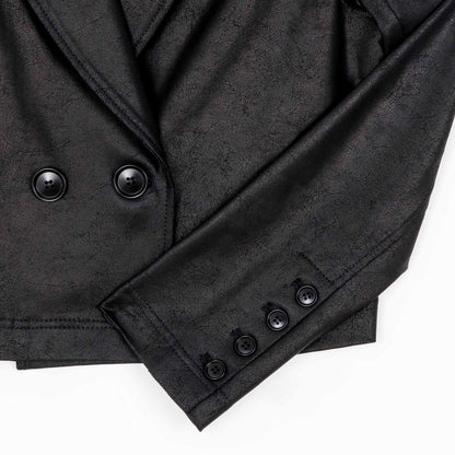 Liquid Leather™ Cropped Tuxedo Blazer - Black - Final Sale! | Clara Sunwoo