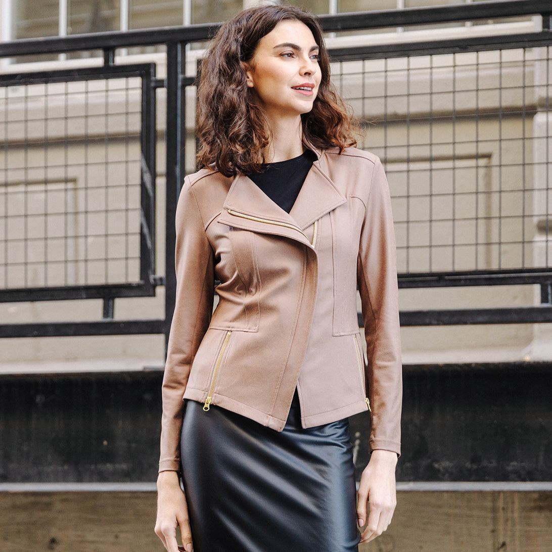 Liquid Leather™ Signature Jacket - Taupe | Clara Sunwoo