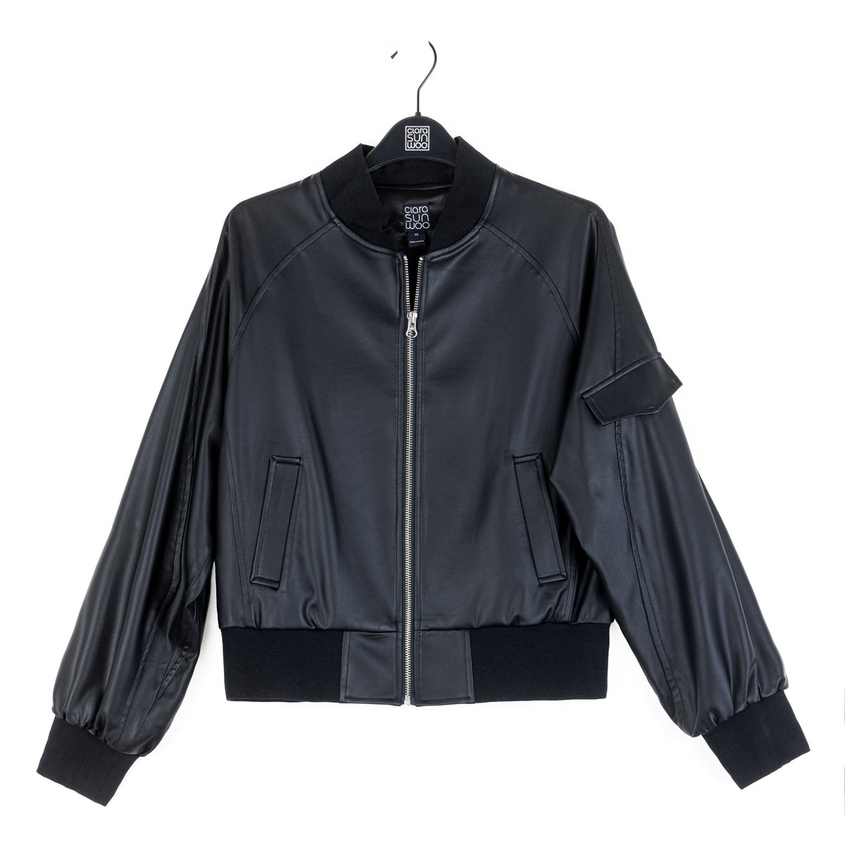 Liquid Leather™ Classic Bomber Jacket - Black | Clara Sunwoo