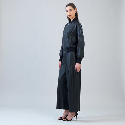 Liquid Leather™ Classic Bomber Jacket - Black | Clara Sunwoo