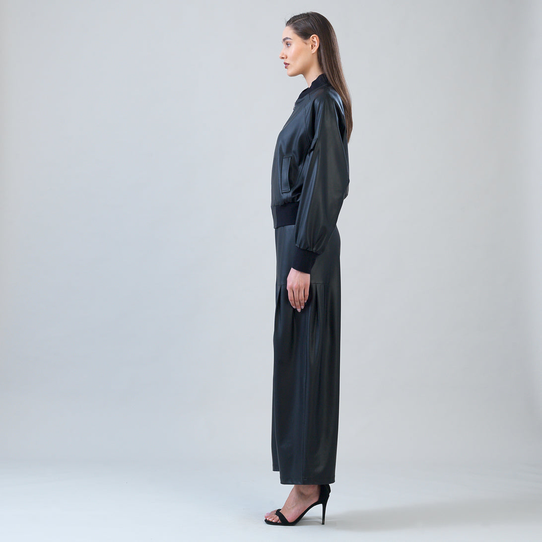 Liquid Leather™ Classic Bomber Jacket - Black | Clara Sunwoo
