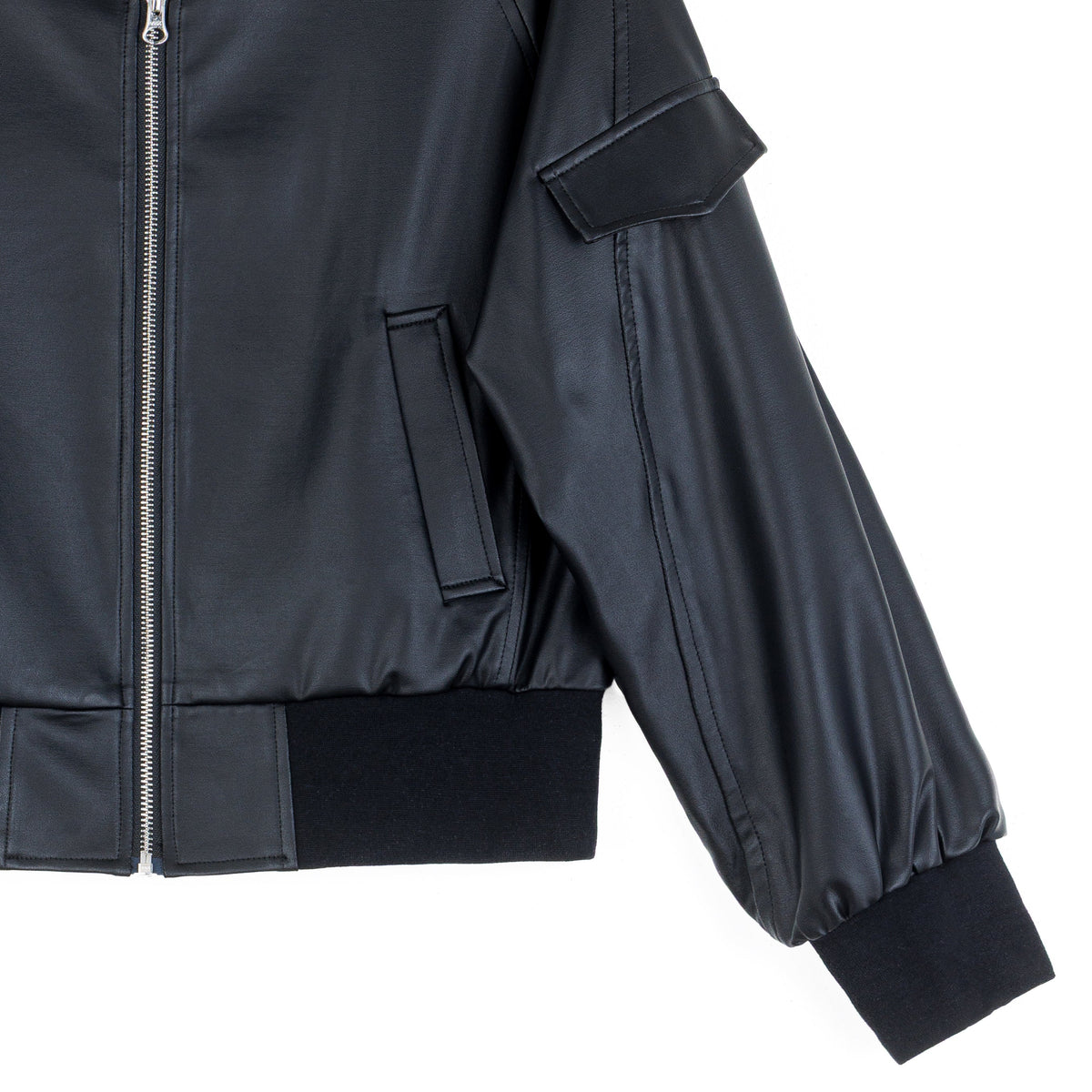 Liquid Leather™ Classic Bomber Jacket - Black | Clara Sunwoo