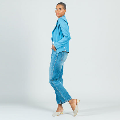 Liquid Leather™ Signature Jacket - Sky Blue - Limited Sizes | Clara Sunwoo