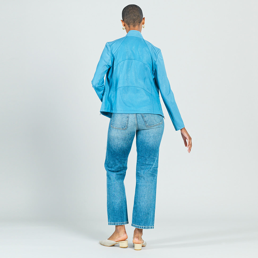 Liquid Leather™ Signature Jacket - Sky Blue - Limited Sizes | Clara Sunwoo