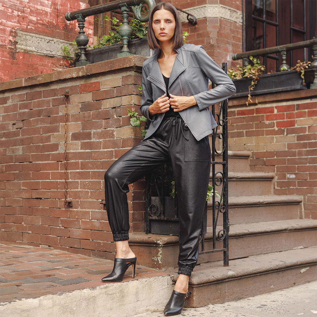 Liquid Leather™ Signature Jacket - Charcoal - Limited Sizes | Clara Sunwoo