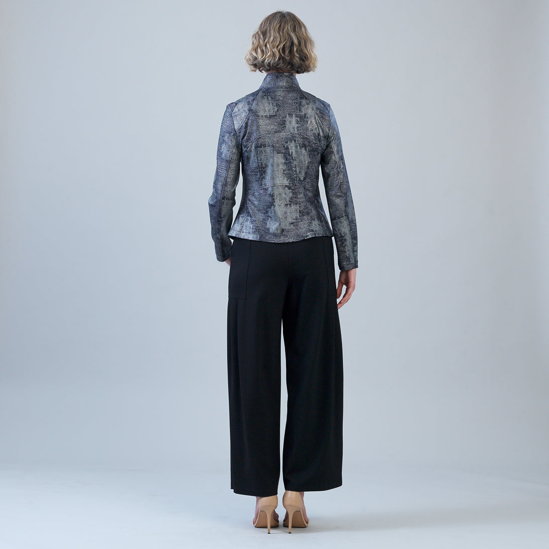 Metallic Liquid Leather™ Textured Signature Jacket - Gunmetal Silver | Clara Sunwoo
