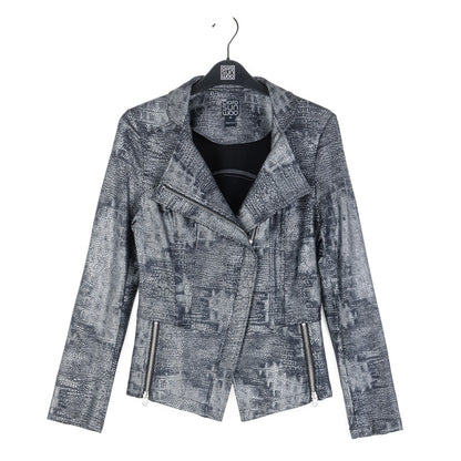 Metallic Liquid Leather™ Textured Signature Jacket - Gunmetal Silver | Clara Sunwoo