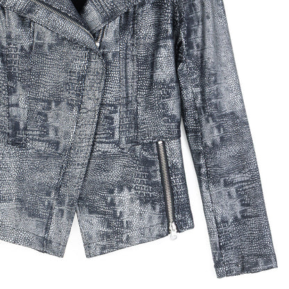 Metallic Liquid Leather™ Textured Signature Jacket - Gunmetal Silver | Clara Sunwoo