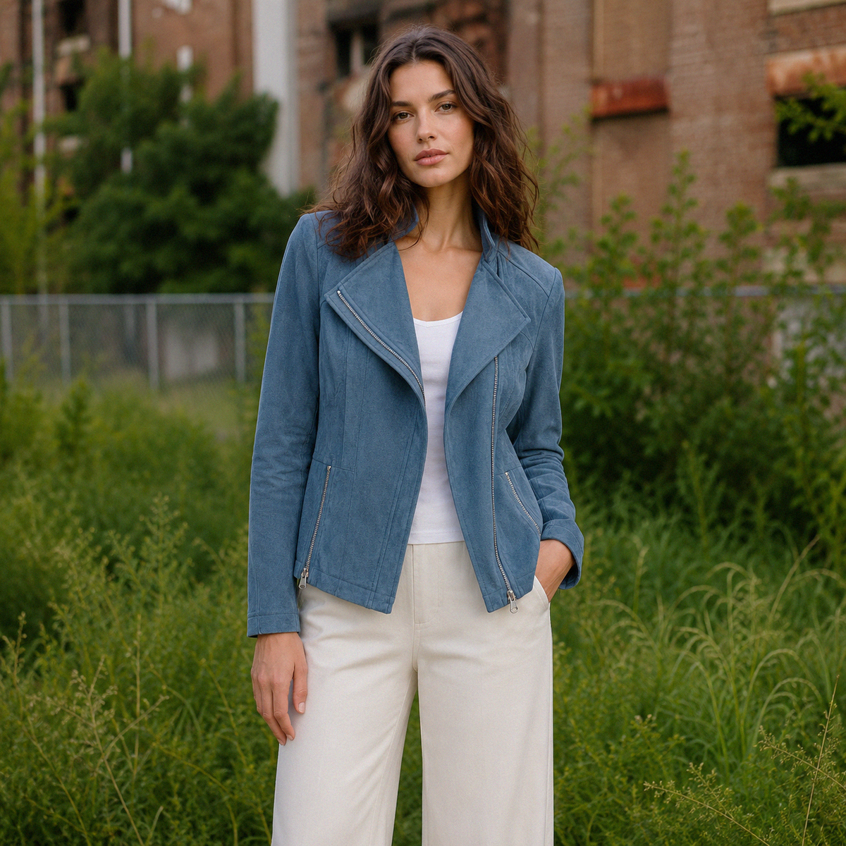 Soft Suede - Signature Jacket - Blue Moss | Clara Sunwoo