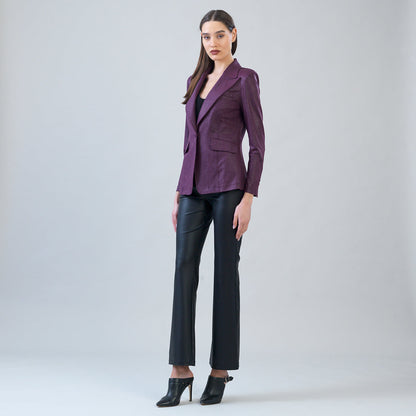 Liquid Leather™ Signature Pocket Blazer - Plum | Clara Sunwoo