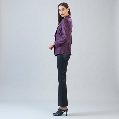 Liquid Leather™ Signature Pocket Blazer - Plum | Clara Sunwoo