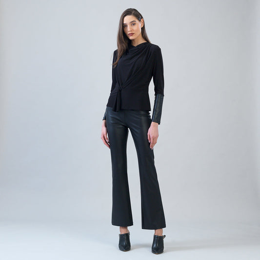 Loop Front Liquid Leather Cuff Top - Black - Final Sale | Clara Sunwoo