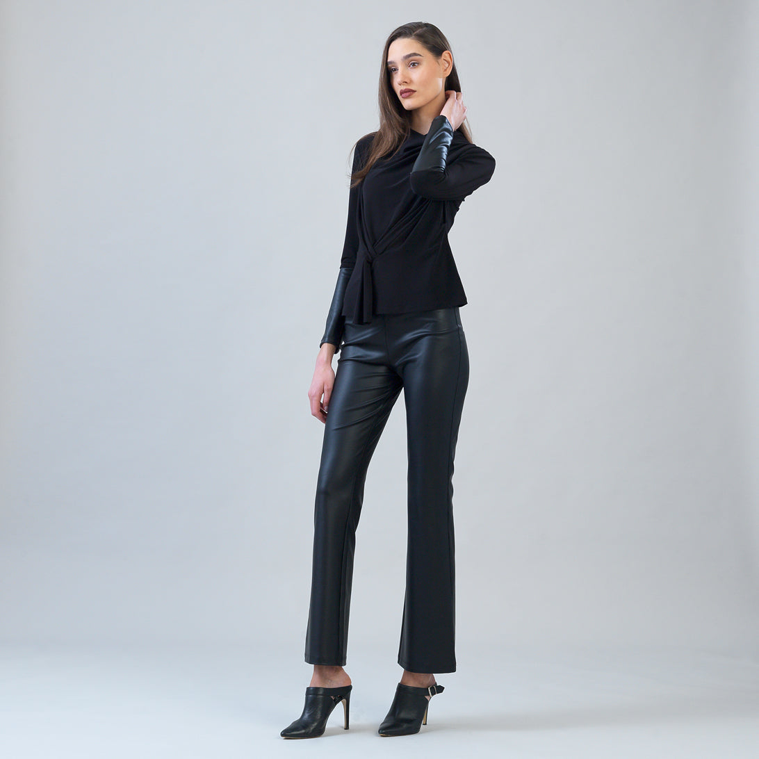 Loop Front Liquid Leather Cuff Top - Black - Final Sale | Clara Sunwoo