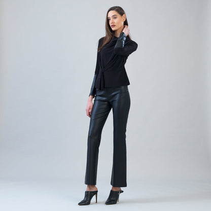Loop Front Liquid Leather Cuff Top - Black - Final Sale | Clara Sunwoo