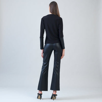 Loop Front Liquid Leather Cuff Top - Black - Final Sale | Clara Sunwoo