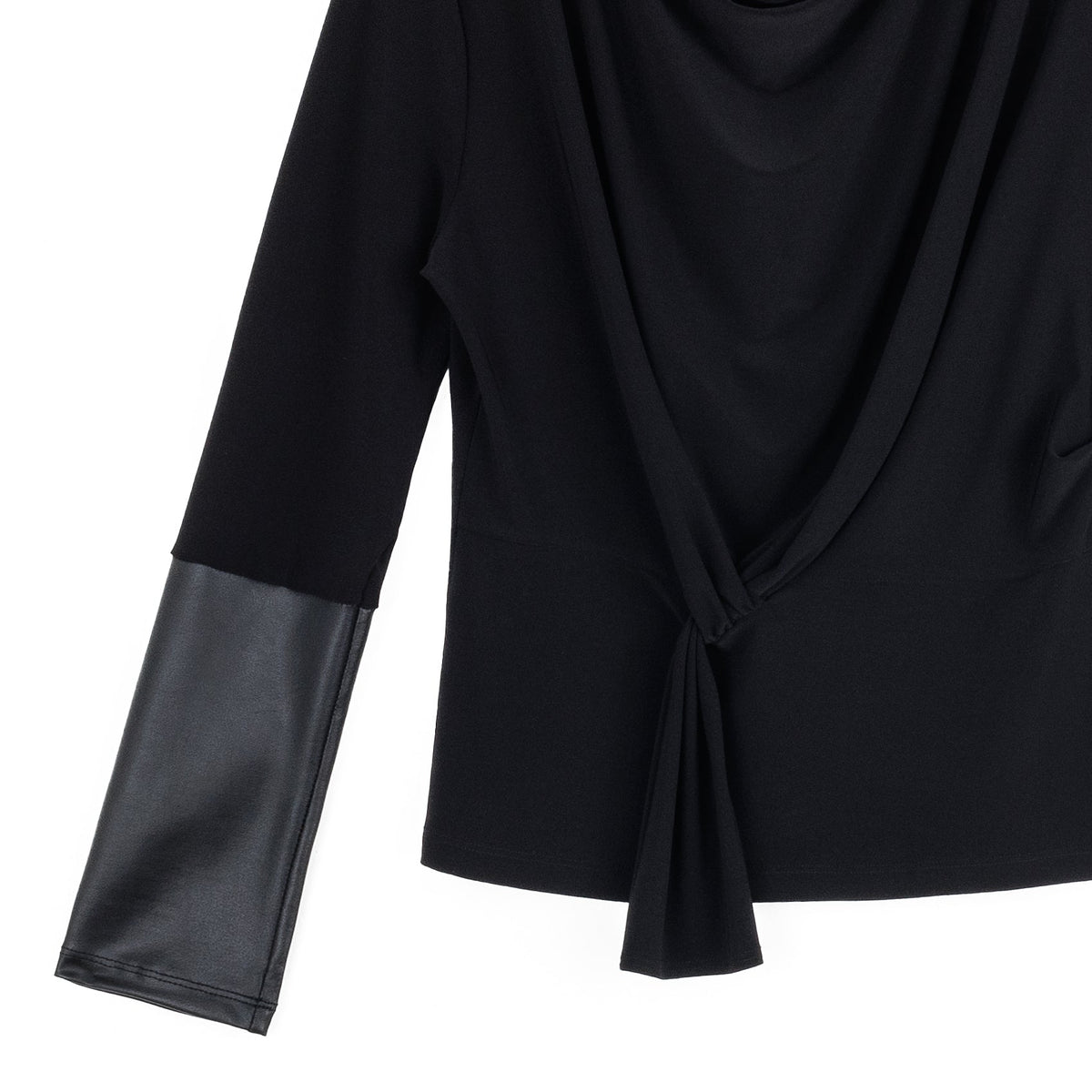 Loop Front Liquid Leather Cuff Top - Black - Final Sale | Clara Sunwoo