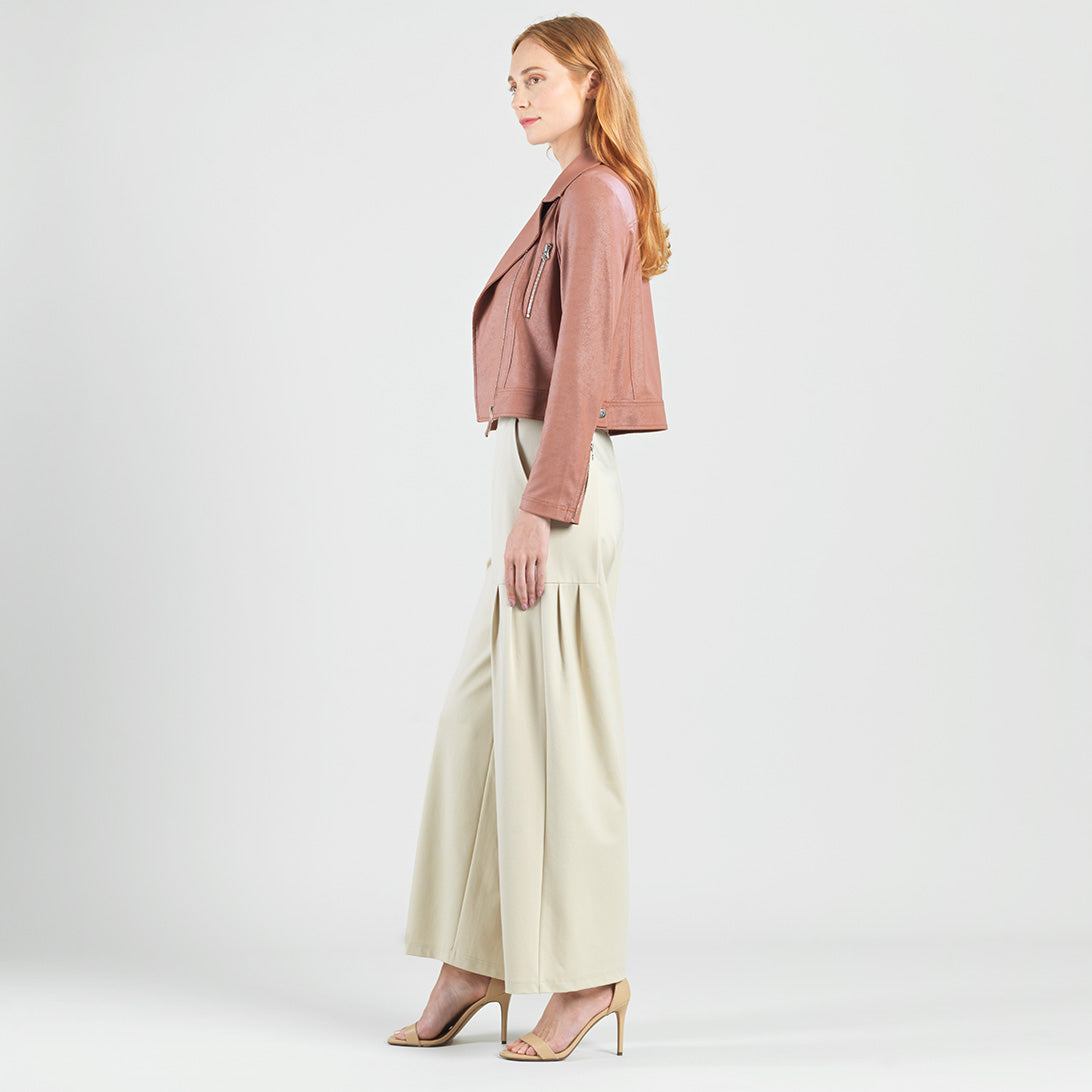 Liquid Leather™ Zip Cuff Moto Waist Jacket - Tan - Final Sale | Clara Sunwoo