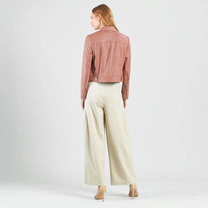 Liquid Leather™ Zip Cuff Moto Waist Jacket - Tan - Final Sale | Clara Sunwoo