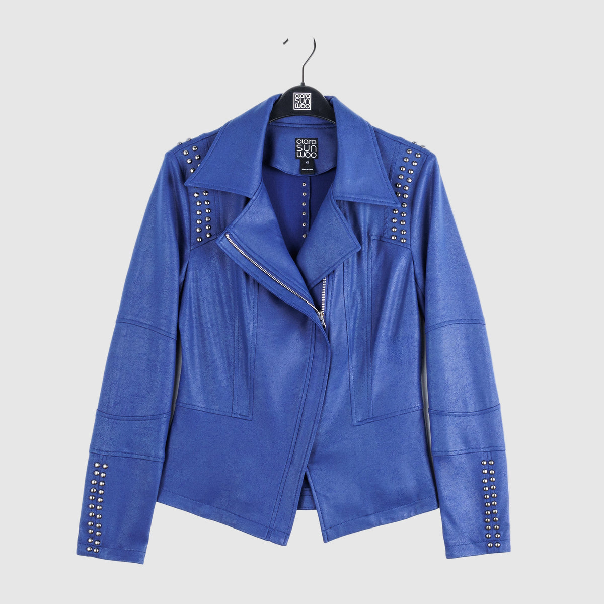Liquid Leather™ Studded Jacket - Cobalt - Final Sale | Clara Sunwoo