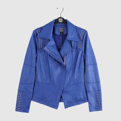 Liquid Leather™ Studded Jacket - Cobalt - Final Sale | Clara Sunwoo