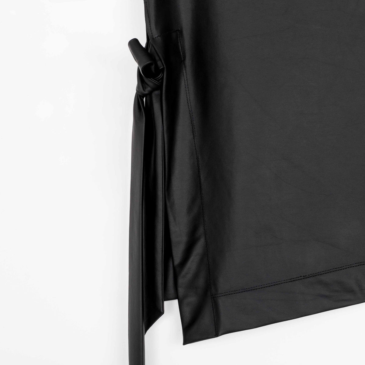 Liquid Leather™ - Funnel Neck Side Vent Tie Tunic - Black - Final Sale! | Clara Sunwoo