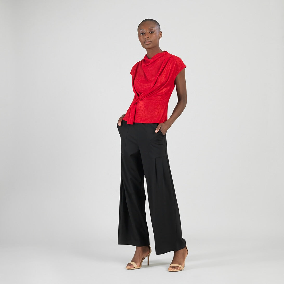 Glimmer Speck - Drape Neck Loop Front Top - Red - Final Sale | Clara Sunwoo
