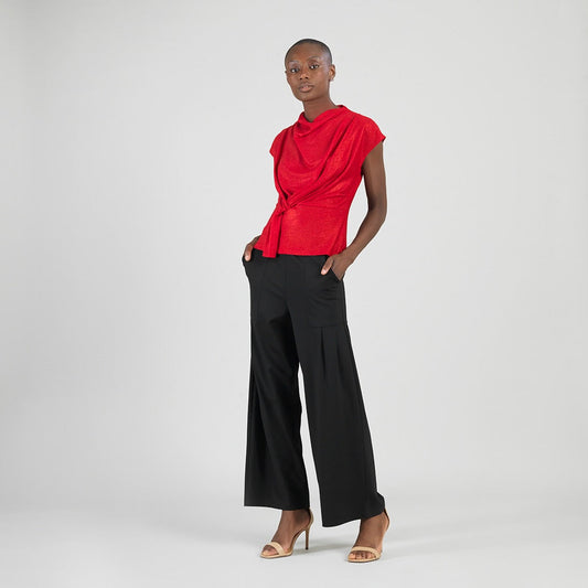 Glimmer Speck - Drape Neck Loop Front Top - Red - Final Sale | Clara Sunwoo