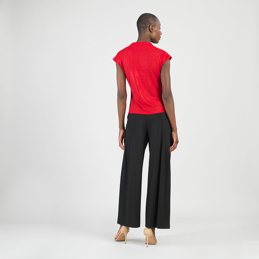 Glimmer Speck - Drape Neck Loop Front Top - Red - Final Sale | Clara Sunwoo
