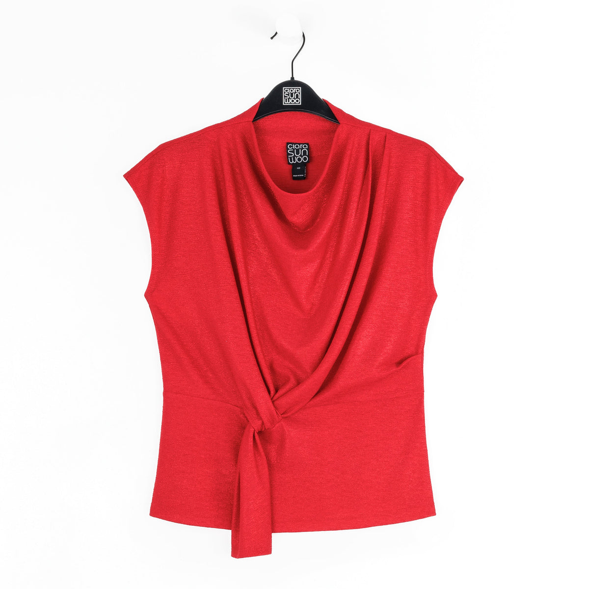 Glimmer Speck - Drape Neck Loop Front Top - Red - Final Sale | Clara Sunwoo
