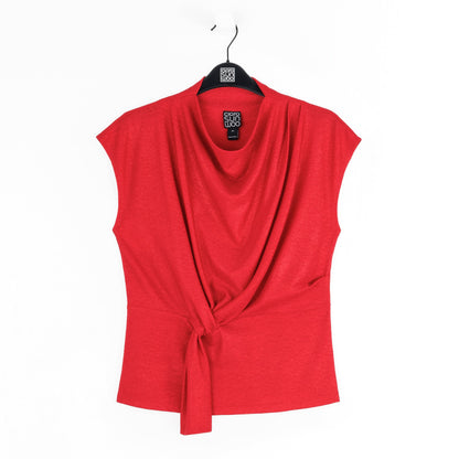 Glimmer Speck - Drape Neck Loop Front Top - Red - Final Sale | Clara Sunwoo