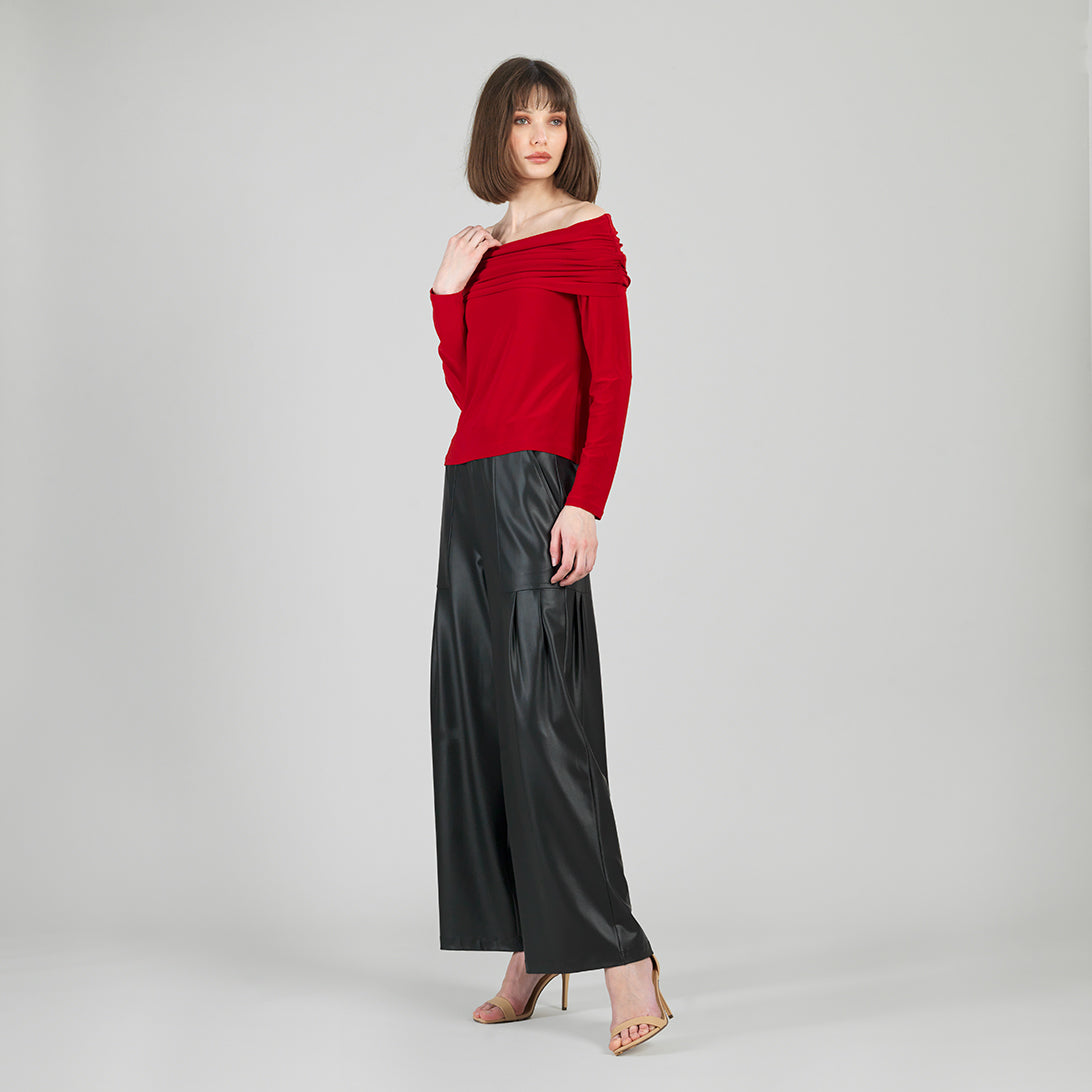 Ruched Off-Shoulder Top - Red - Final Sale | Clara Sunwoo