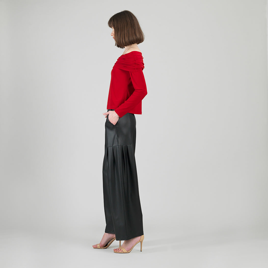 Ruched Off-Shoulder Top - Red - Final Sale | Clara Sunwoo