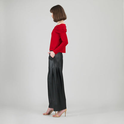 Ruched Off-Shoulder Top - Red - Final Sale | Clara Sunwoo