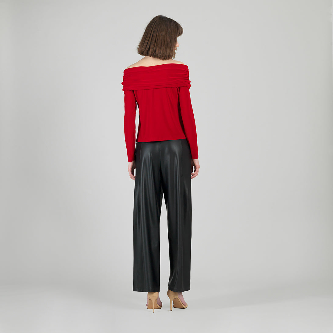 Ruched Off-Shoulder Top - Red - Final Sale | Clara Sunwoo