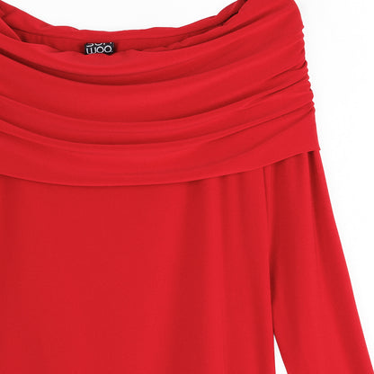 Ruched Off-Shoulder Top - Red - Final Sale | Clara Sunwoo