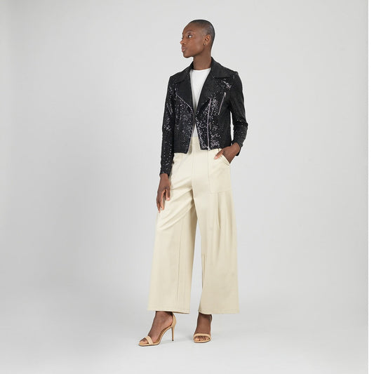 Sequin Knit - Moto Waist Jacket - Black - Final Sale | Clara Sunwoo